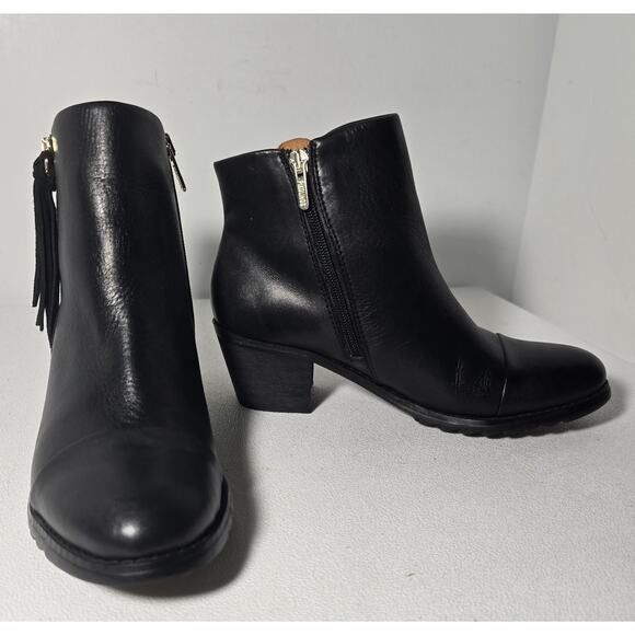 Pikolinos Andorra Ankle Boots Leather Side Zip Heel Tassel Black EU 36/US 5.5-6 - Picture 1 of 13
